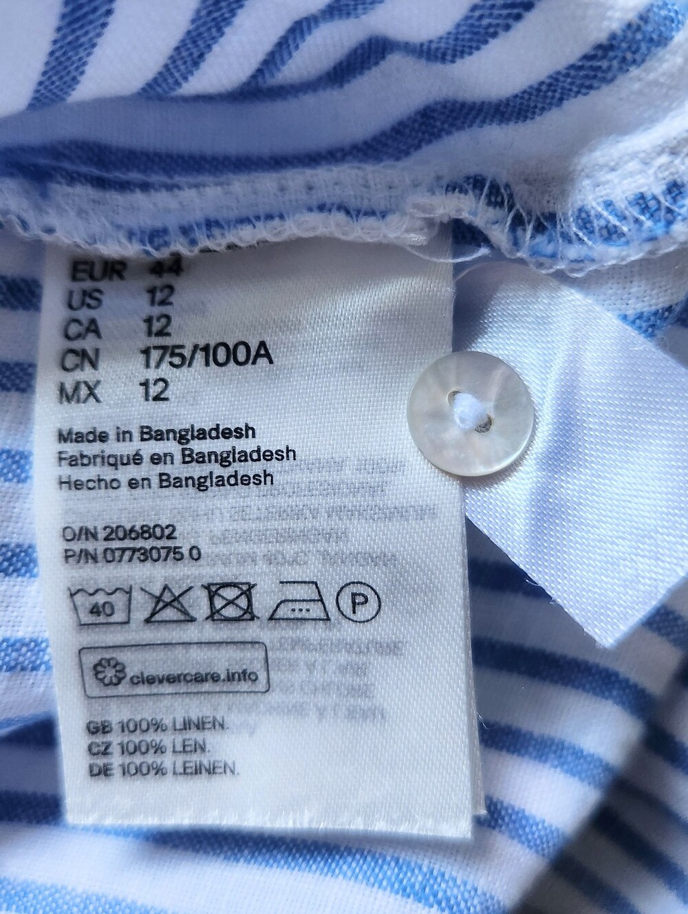 White And Blue Striped Linen Button Up - Picture 4 of 5